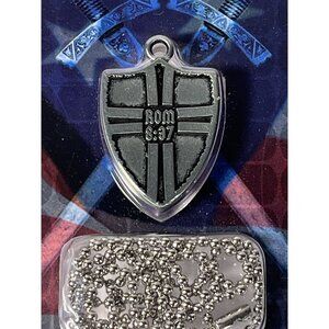 Christ Jesus Dog Tag Necklace Roman 8:37 Shields Of Strength Religious NEW Seale